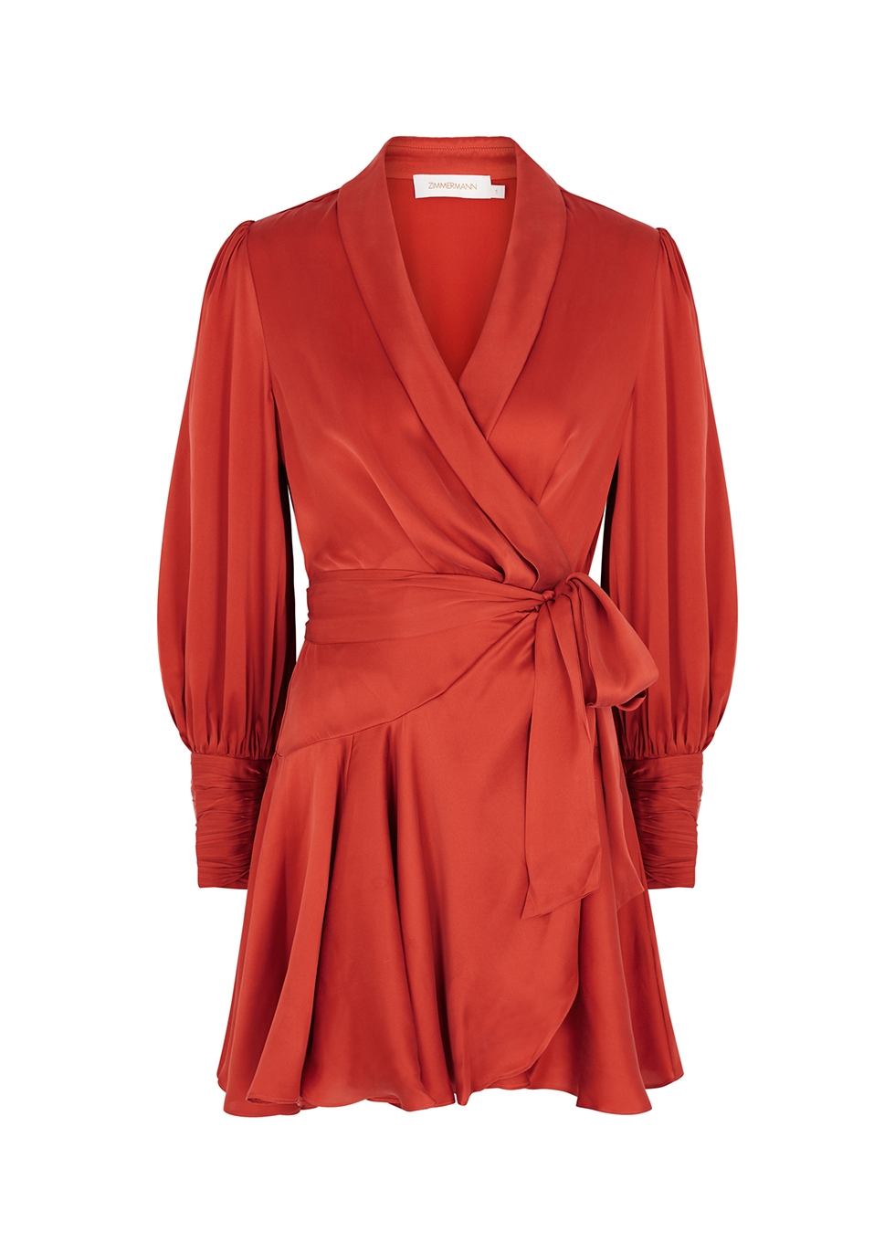 Zimmermann Red silk wrap dress - Harvey ...